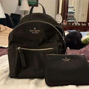 Kate Spade Black Backpack with Gold Accents